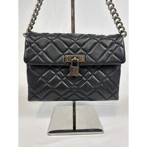 Kurt Geiger Medium Brixton Black Leather Quilted Shoulder Lock Bag Chain Strap